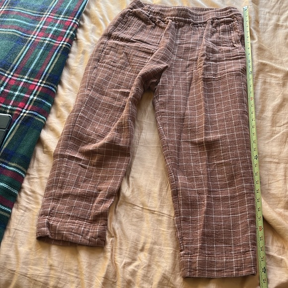 madewell orange and white windowpane pull on pants size tall long - Picture 6 of 6